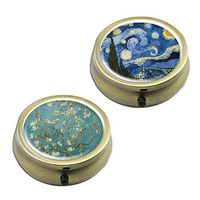 Pill Cases Set of 2 - Cheliz Compact 3 Compartment Medicine Case, Pill Box for Pocket or Purse(Van Gogh Set)