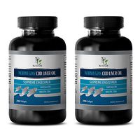 Heart Support - Norwegian COD Liver Oil with Vitamins A & D3/EPA & DHA - Fish Oil Eye Support - 2 Bottles 500 Softgels
