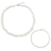 Puka Shell Necklace Bracelet Set,Jushye 2 Pcs Hawaiian Style Accessories Handmade Shell Short Clavicle Ajustable Necklace Jewelry Gift (35)