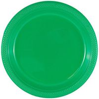 JAM PAPER Round Plastic Party Plates - Medium - 9 inch - Green - 20/Pack