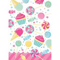 Club Pack of 96 Pink and Blue Candy World Decorative Paper Party Treat Bags 9"