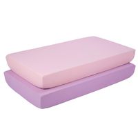 TILLYOU Silky Soft Microfiber Crib Sheets Set, Breathable Cozy Baby Sheets for Girls, 28 x 52in Fit Standard Crib & Toddler Mattress, 2 Pack Lavender & Peachy Pink