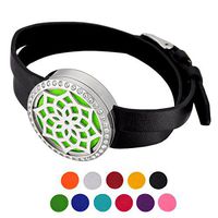 HOUSWEETY Aromatherapy Essential Oil Diffuser Bracelet-Stainless Steel Locket Bracelet,11 Refill Pads