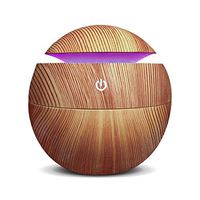 Ultrasonic Essential Oils Diffuser- Mini Desktop Aromatherapy Air Cool Mist Humidifier For Office, Yoga Room & Study - 130ml Home Fragrance Wood Grain Aroma Oils Diffuser With LED Light (Light brown)