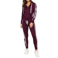 Women Sweatsuits Sets with Pockets Stripe Letter Print Tracksuit Long Sleeve Zipper Sweatshirt Hoodies and Bodycon Long Pants Sets 2 Piece Outfits