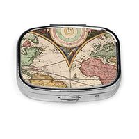 ZJZDCZA Vintage Old World Map Fashion Square Pill Box Vitamin Medicine Tablet Holder Wallet Organizer Case