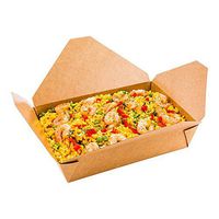Disposable Take Out Container, #2 To Go Box - Eco-Friendly Paper - Rectangle - 49 oz - Kraft - 200ct Box - Restaurantware
