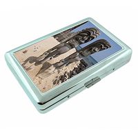 Tiki Statue Tiki Hut Bar S1 Silver Cigarette Case Metal Wallet Id Holder 4" X 2.75" RFID Protection