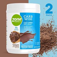 ZonePerfect Carb Wise High-Protein Powder, Chocolate Ice Cream Flavor, for A Low Carb Lifestyle, with 30g Protein, 22.4 Oz, Pack of 2