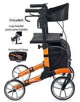 Comodita Tipo Classic Compact Rollator with Double Fold Action and Extra Large 10" Aluminum Front Wheels (Metallic Orange)