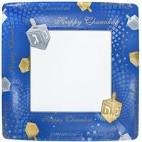 Hanna K. Signature Collection 12 Count Chanukah Square Paper Plates, 10", Multicolor