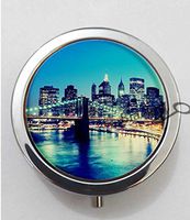 BlackKey Brooklyn Bridge Night Scenery 3-Compartment Decorative Pocket Gift Box Case Organizer for Pill, Color 1 -216