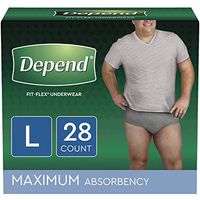 Depend FIT-FLEX Incontinence Underwear for Men, Maximum Absorbency, Disposable, L, Grey, 28 Count