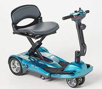 EV Rider Award Winning Transport AF+ Auto Folding Scooter - Newly Updated w/4 Wheels, Remote and 11.5 Battery - Ultralight Compact Long Range - Blue