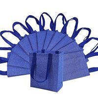 8x4x10" 12 Pcs. Medium-Small Metallic Blue Reusable Glitter Gift Bags with Handles, Birthday Party Favor Bags Bags for Weddings, Holidays and All Occasions