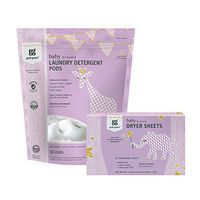 Grab Green {Stage 2; 5 + Months} Natural Baby Laundry Detergent Pods & Dryer Sheets Kit, Organic-Enzyme-Powered Powder Pods, Compostable Dryer Sheets, Dreamy Rosewood, 50 Loads
