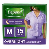 Depend Night Defense Incontinence Overnight Underwear for Women, M, 15 Count