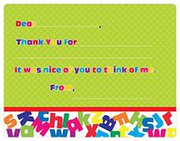 Fun Alphabet Fill-in Thank You Note Cards for Kids, 5.5" X 4.25" Notecards with White Envelopes