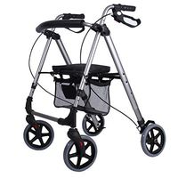 Lqdpdd Lightweight Folding Four Wheel Rollator Walker with Padded Seat, 3 in Rollator Walker, 4 Wheel Foldable Compact Rolling Walker with Seat, Bag and 8 Inch Wheels (Black)