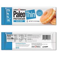 Julian Bakery Paleo Thin Protein Bar | Glazed Donut | Egg White Protein | 20g Protein | 5 Net Carbs | 12 Bars
