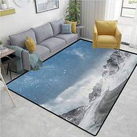 YucouHome Winter Floral Area Rug Mat Pad, Seasonal Computer Generated Image Mountains Snowy Curved Road Transportation, Durable Rugs - Living, Dinning, Office, Rooms & Bedrrom, Hallway Carpet(6'x 9')