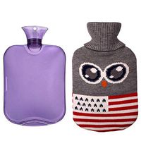 YAKEFJ Classic Rubber Transparent Hot Water Bottle 2 Liter with Knit Cover