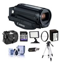 Canon VIXIA HF R800 3.28MP Full HD Camcorder, 57x Advanced Optical Zoom, Black - Bundle with 43mm UV Filter, Video Bag, 32GB SDHC Card, Video Light, Tripod, Spare Battery, Cleaning Kit, Card Reader