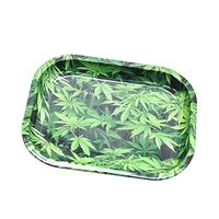 Metal Cigarette Rolling Trays 6.69"x5.1"x0.7"-Various Designs Available (ART3403_Leaves)