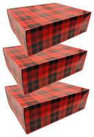Set of 3 Supersize Christmas Plaid Gift Box (Red & Black)