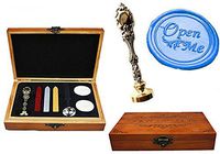 MNYR Vintage Open Me Gift Decorative Luxury Wood Box Silver Metal Peacock Wedding Invitations Gift Cards Paper Stationary Envelope Custom Logo Wax Seal Sealing Stamp Sticks Melting Spoon Gift Box Kit