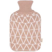 HomeTop Large 2 Liter Soft Classic Diamond Check Hot Water Bottle Knit Cover - ONLY Cover (2 L) (Classic Beige)