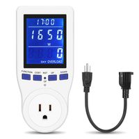 [2019 Upgrade] Electricity Usage Monitor Power Meter Plug Extension Cord Home Electrical Analyzer with HD LCD Backlight Display Volt Amps Watt kWh Consumption Overload Protection Calculate CO₂Emission