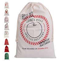 LITTLEGRASS Christmas Decorations Santa Sack Personalized for Kids Canvas Burlap Blank Bag Drawstring Special Delivery Extra Large Size 27.5"x19.5" (D)