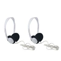 Uninex HE03WT On-Ear Stereo Headphones with 3.5mm Right Angle Plug, Light Weight, White, 2-Pack