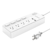 ORICO Power Strip, 4 AC Outlet Surge Protector with 2 USB Charging Port, Double Lighting Protection & Independent Switch Design, Perfect for Office and Home Use.