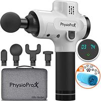 PhysioProX Sports Massage Gun for Athletes | Powerful, Quiet and Cordless | LCD, 4 Heads, 6 Speeds, Carry Case | Percussion Massager | Muscle Massager Gun | Magic Massage Gun Muscle Deep