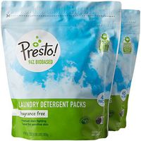 Amazon Brand - Presto! 94% Biobased Laundry Detergent Packs, Hypoallergenic and Fragrance Free, 90 Loads (2-pack, 45 each)