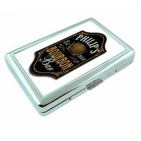Vintage Bar Signs Cocktails S8 Silver Cigarette Case Metal Wallet Id Holder 4" X 2.75" RFID Protection