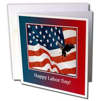 3dRose Eagle Landing On U.S. Flag, Happy Labor Day Greeting Cards, 6" x 6", Set of 12 (gc_212759_2)