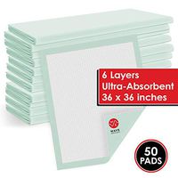 Wave Medical Heavy Absorbency 36" x 36" Quilted Fluff and Polymer Disposable Underpads, 50 Per Case, Absorbent Protection for Beds, Furniture, Surfaces and as Bed Pads and Pee Pads