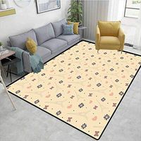 Eiffel geometric Area Rug Dorm, Lovely Soft Eiffel Tower Pattern with Cute Hearts Flowers Butterflies and Dots, Durable Carpet Area rug - Living Dinning Room Bedroom Rugs and Carpets(6'x 9')