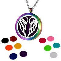 HOUSWEETY Aromatherapy Essential Oil Diffuser Necklace-Stainless Steel Locket Pendant,11 Refill Pads (Engraving)