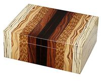 Visol Ridge Mixed Wood 50 Cigar Humidor with Free Laser Engraved Metal Plate (Text)