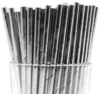 Pack of 150 Silver Foil Biodegradable 4-Ply Paper Drinking Straws (Compostable, Non-toxic, BPA-free)