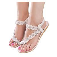 Trolimons Womens Bohemian Flats String Bead Casual Elastic Band Ladies Beach Shoes Sandals Beach Walk Shoes