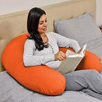 Yogibo Support Reading Pillow Unique U-Shaped Backrest with Arms, Provides A Lift for Watching TV, Gaming, Working, Filled with Soft Micro-Beads, Orange