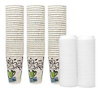 Dixie Perfectouch Insulated Paper Hot Cup, Coffee Haze Design, 16 oz, 75 Cups Plus 50 White Lids