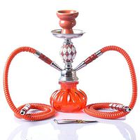 Kumiy Height 27 cm Luxury Glass Arabic Hookah Set, 2 Hose Hookah Suit, Hookah Smoke Bowl, Hookah Smoking Party Set with 1 Professional Lounge Hose (C)