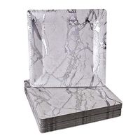 DISPOSABLE SQUARE CHARGER PLATES - 120pc (Marble - Silver)
