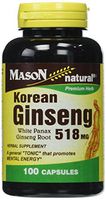 Mason Natural Korean Ginseng 518 Mg White Panax Ginseng Root Capsules - 100 Ea